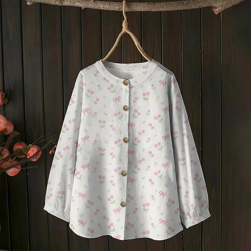 2025 New Ladies' Family Parent Child Shirt Women Muslimah Vintage Floral Print Shirt Blouses Women Plus Size Blouses Labuh Muslimah Women Clothes Modern Muslim Clothes Raya Women 3