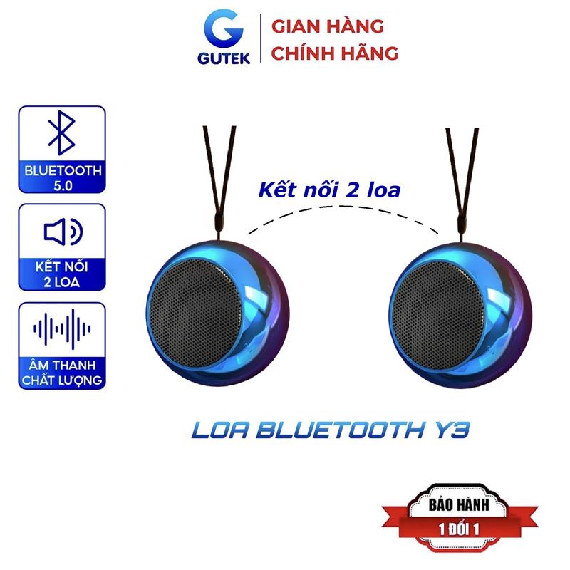 Loa bluetooth mini không dây siêu nhỏ Gutek Y3 kết nối 2 loa nghe nhạc hay