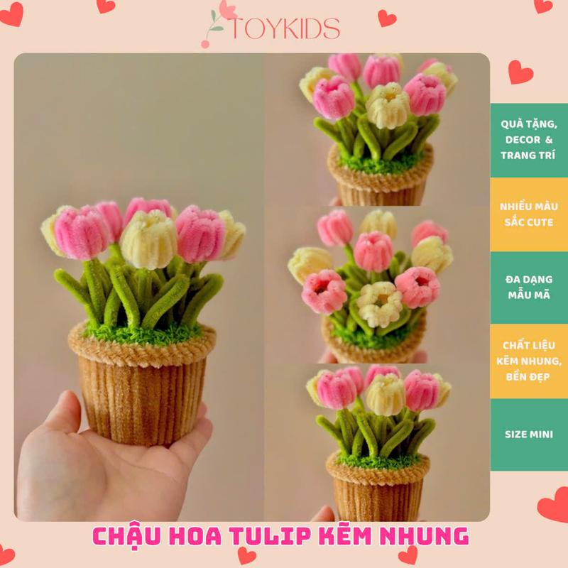 Bộ sưu tập Chậu Hoa TuLip Kẽm Nhung Handmade - Làm Quà tặng - Decor Trang trí nhà cửa bàn học bàn làm việc