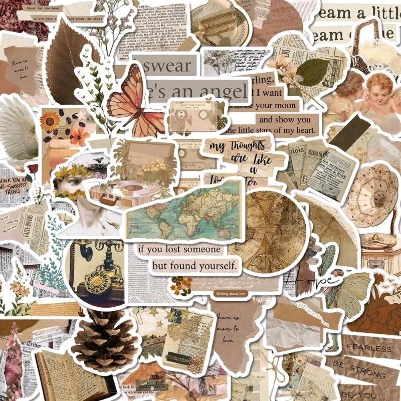 Set 10 30 50 stickers retro vintage cổ điển dán trang trí nón mũ  laptop vali sổ tay đàn guitar điện thoại xe máy ván trượt