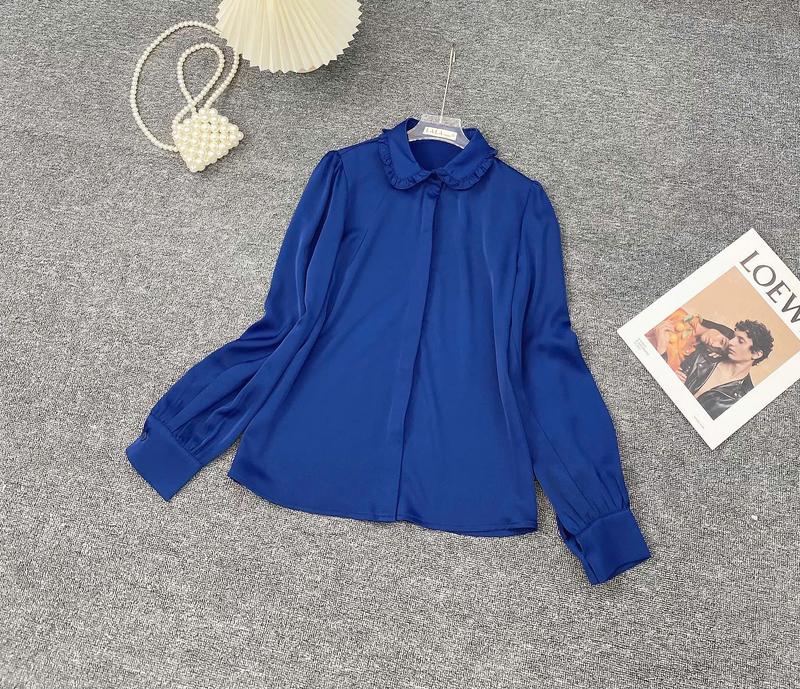 Áo Sơ Mi Nữ Lụa Tằm Trơn Cổ Sen Viền Bèo Lala Fashion Mã 4607 6