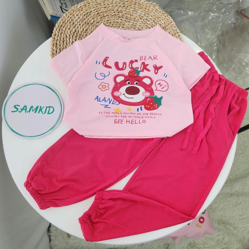8-40kg Đồ bộ bé gái Sam kids quần ống bo áo thun cotton cho bé mát mẻ mùa hè , quần áo bé gái dễ thương, quần áo trẻ em hót 0