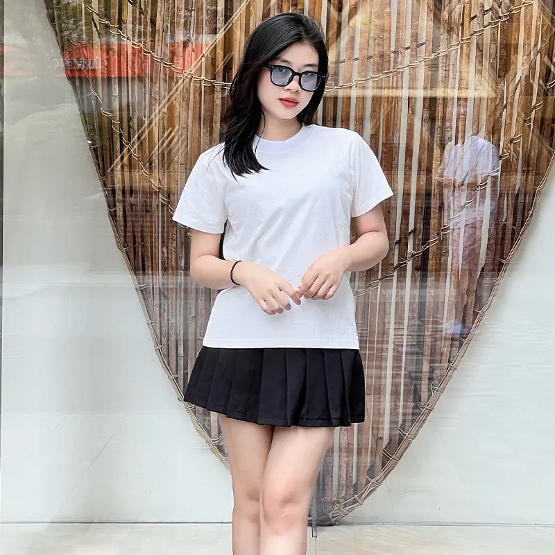Áo Thun Tay Ngắn 100% Cotton Form Tee Cơ Bản A002 Nữ Top 3