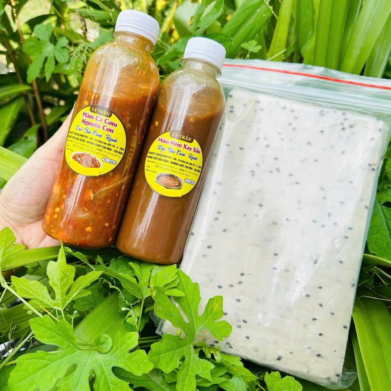 Mã 2 chai Mắm Cá Cơm Cam Ranh mắm cá cơm nguyên con+mắm nêm xay sẵn tùy chọn+bánh tráng mè đen Ninh Thuận