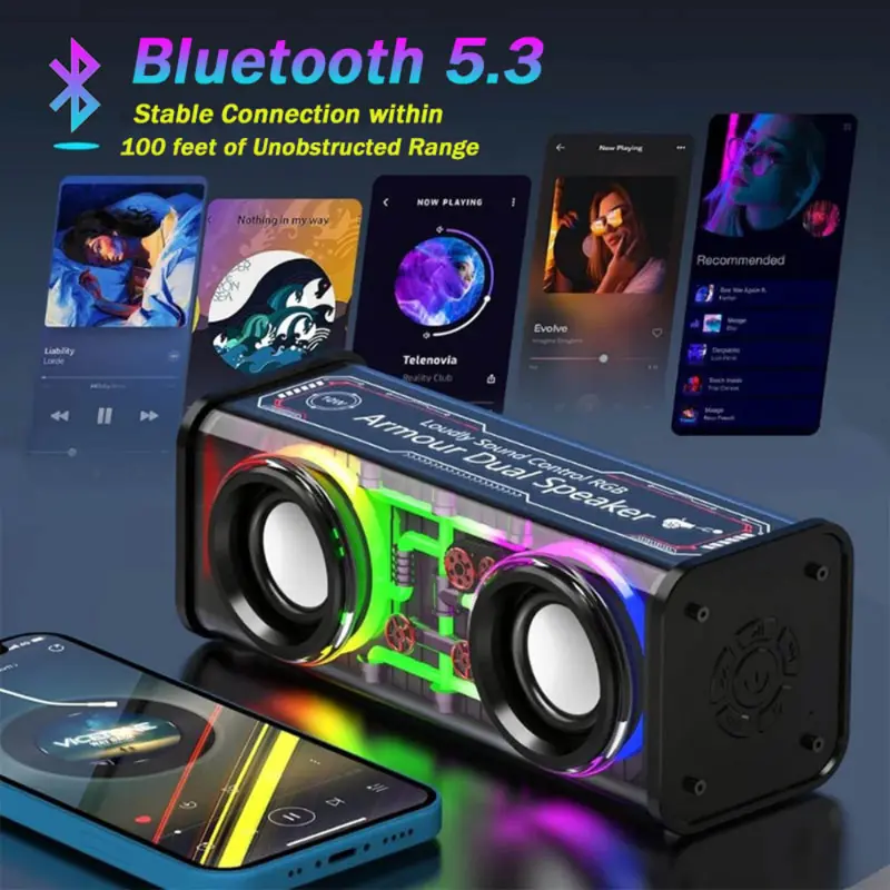 Portable TWS RGB V8 speaker bluetooth subwoofer V8 speaker bluetooth subwoofer Boombox Wireless Stereo surround audio portabel nirkabel 10w Bluetooth peakers soundbar 0