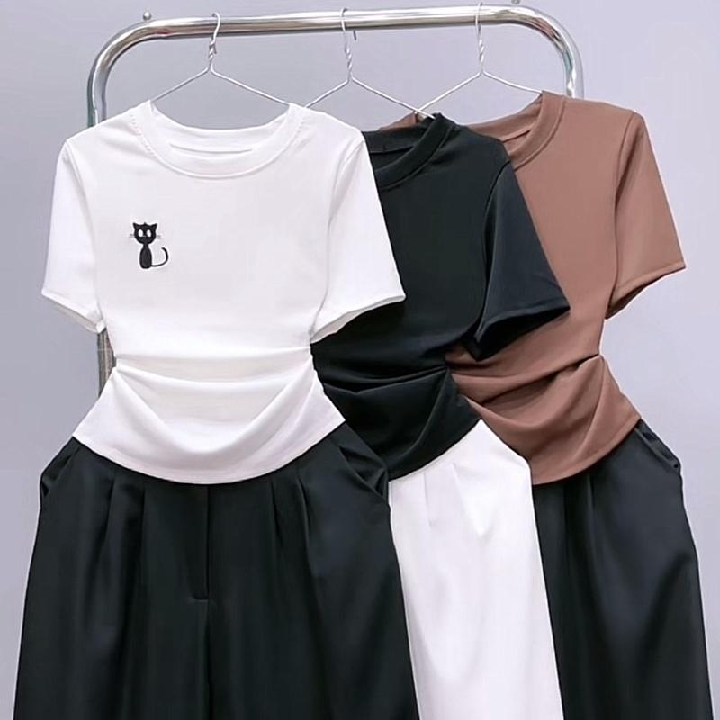 THỜI TRANG BIGSIZE, sét chín tất thêu mèo xinh xắn cho nữ chubby có độ co giãn đồ bộ quần dài (58-95kg)