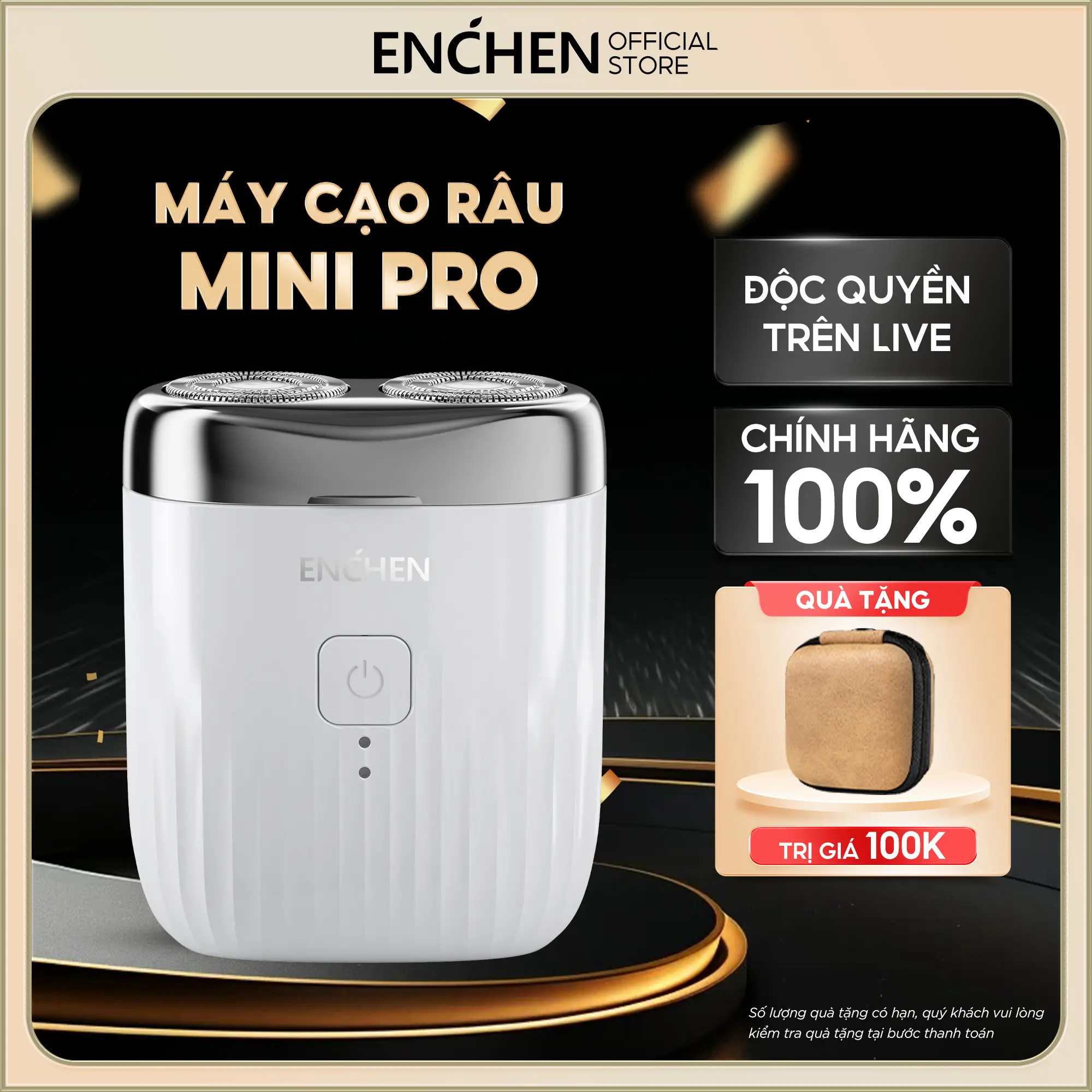 Máy cạo râu Enchen Mini Pro - chống nước - lưỡi dao tự mài - lưới kép linh hoạt - BH 6 tháng