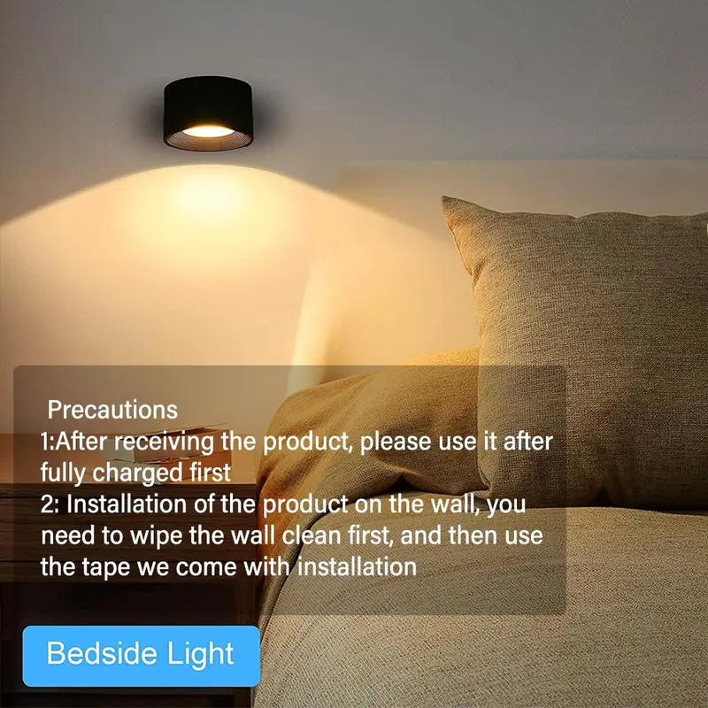 LED Wall Mounted Night Light, Rechargeable Adjustable Wall Light with Remote Control for Bedroom, Display Wall, Cabinet, Hallway, Touch Control Dimmable Lamp 2