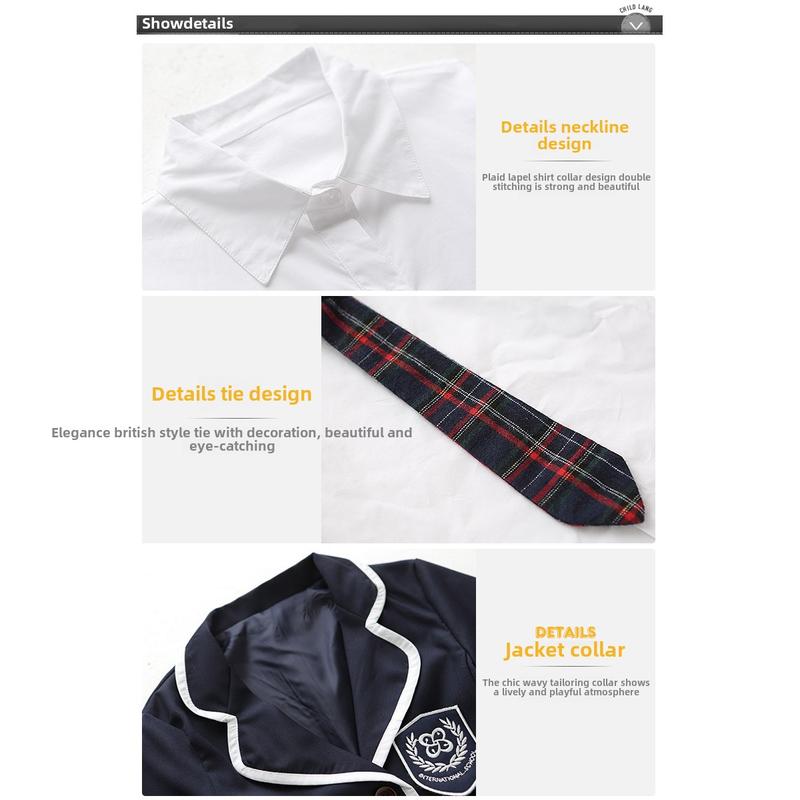 Product Introduction of Children's Spring and Autumn Elementary School Uniform Set College Style Class Uniform Boys and Girls Kindergarten Uniform Graduation 26