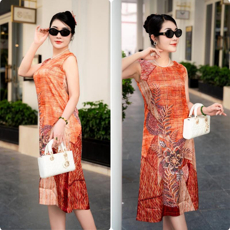 Product Introduction of Đầm Trung Niên Cao Cấp [Tặng 13]. Mẫu Đầm Sát Nách Chất Liệu Thái Tuấn Form Rộng Big Size Công Nghệ In 8D Sắc Nét, Sang Trọng. Mẫu Đầm Cho Mẹ Đi Tiệc Sang Trọng Và Thanh Lịch, Thoáng Mát, Phù Hợp Với Mọi Vóc Dáng. 3