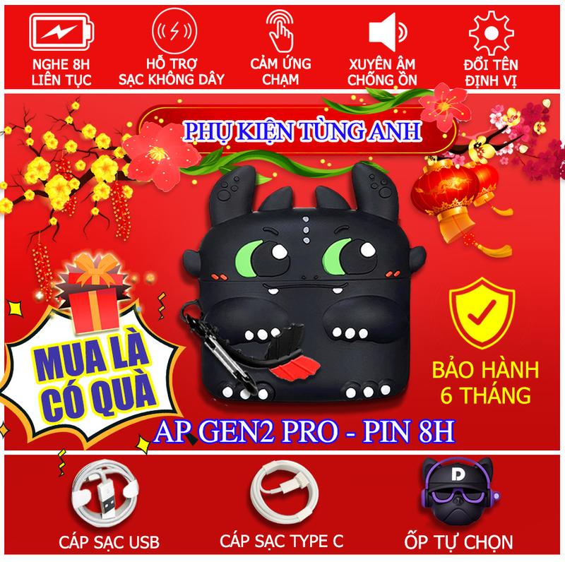 ( PIN 8H ) Tai Nghe Pro Gen 2 1562 - Tặng Ốp- Tặng Cáp USB- Pin Trâu 8H Vuốt Tăng Giảm Âm LƯợng Nhét Tai Bluetooth Nhét Tai Bluetooth Nghe Nhạc Earphone pro2  anc ky5  tai 1