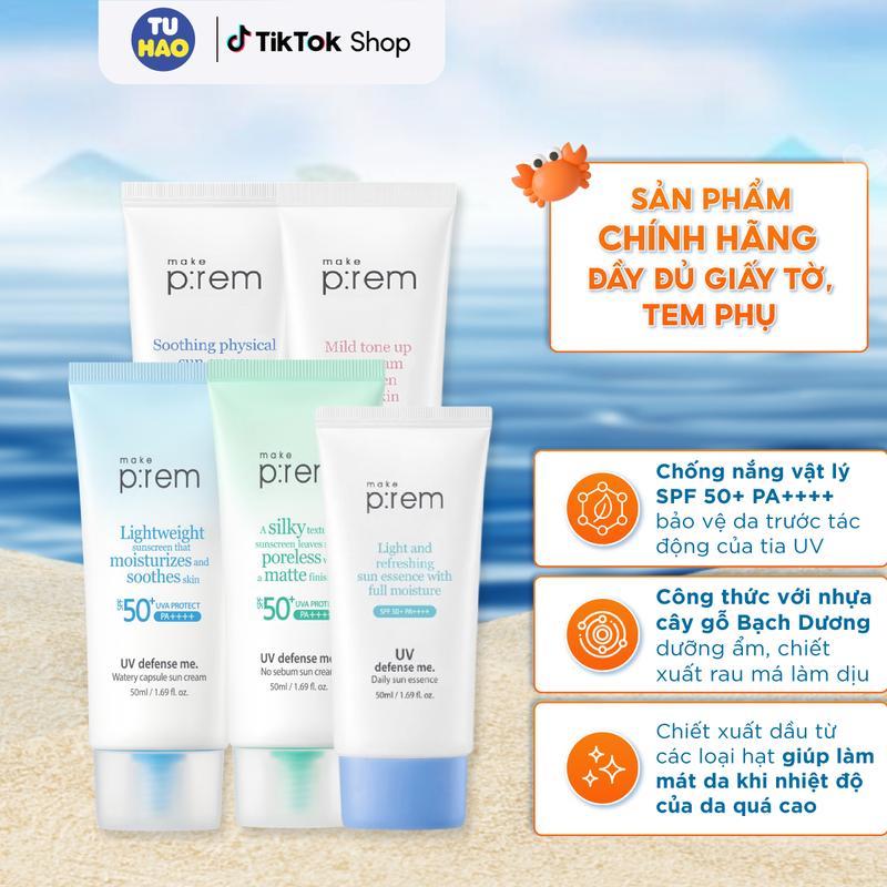 Kem Chống Nắng Vật Lý Make Prem UV Sun Cream Make P:rem SPF 50+ PA++++ 70ml Sunscreen