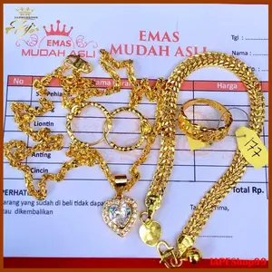 Set perhiasan emas kadar 700 gold 24k lapis emas mudah kadar 17,7 Ada Surat