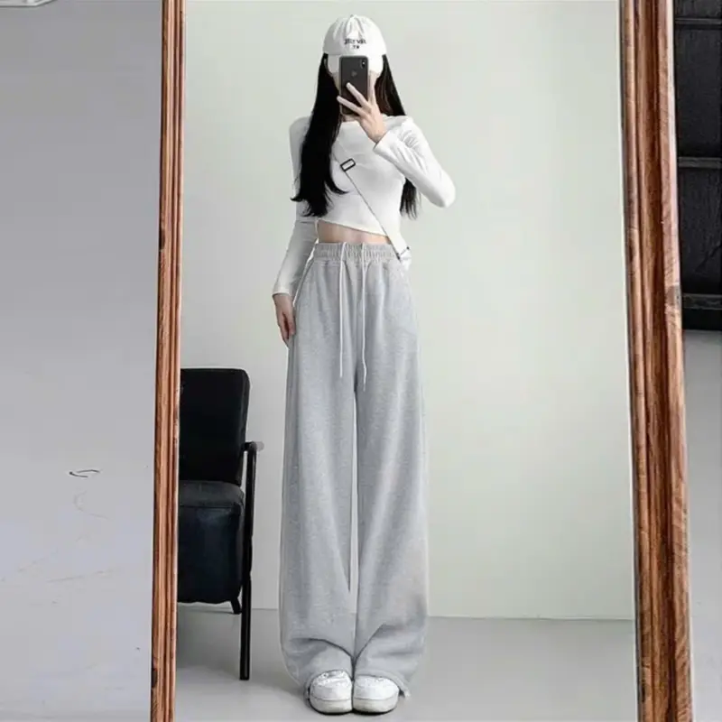 (Quần Cao Cấp) Quần Nỉ Ép 2 Da Bản Ống Rộng Cạp Cao Unisex Chất Nỉ Co Giãn Có Dây Rút Ống 8