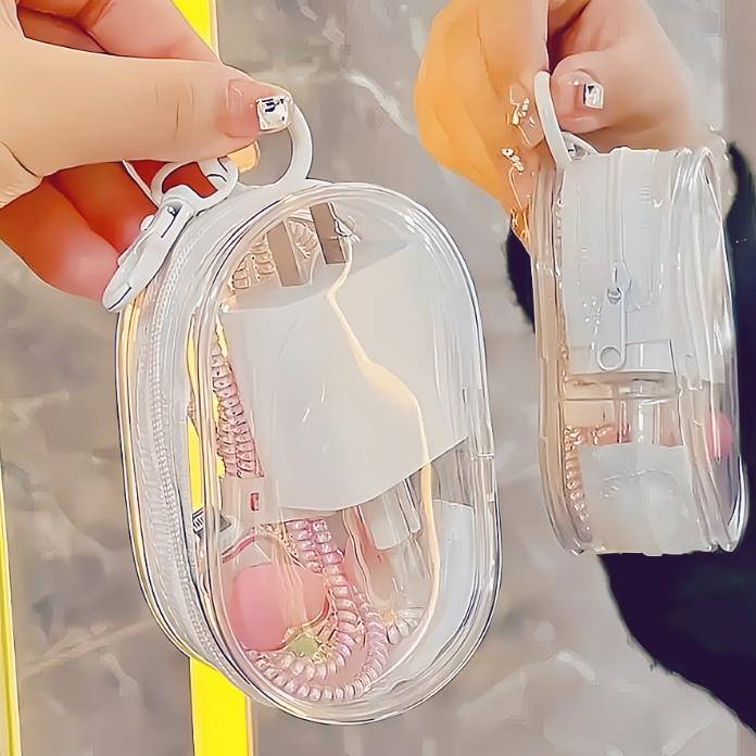 BISA COD 6416 Kotak Penyimpanan Kabel / Aesthetic Transparant Pouch / Mini Pouch Polos Pengisi 7