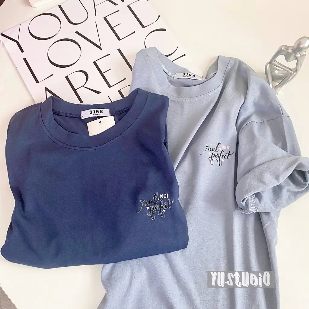 Áo phông 3158 cotton khô, form rộng tay lỡ mẫu Real Not PerfectHOT TOP 2025