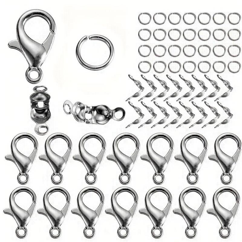 80pcs/set DIY Lobster Clasps, Jump Rings Connector Clasps, Crimp End For Bracelet Necklace Chains DIY Jewelry Making Supplies 6