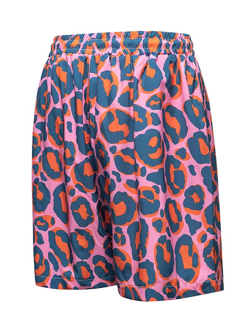 Product Introduction of Men's Leopard Print Drawstring Waist Beach Shorts, Regular Fit Casual Comfy Swim Shorts for Summer, Men's Shorts for Beach Vacation 8