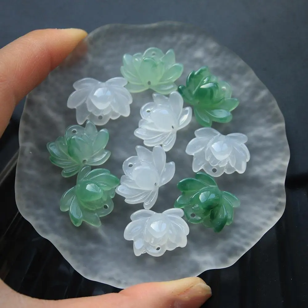 1 hoa sen 15.5*20mm chất liệu resin lên màu ngọc nguyên liệu làm trâm làm trang sức cổ trang cosplay cổ phục