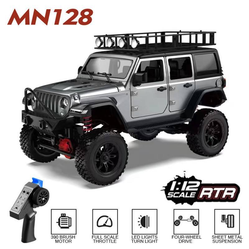  MN128 - Mô hình xe địa hình điều khiển từ xa Jeep wrangler MN 128 RC tỉ lệ 1:12 full hệ thống đèn 4WD chạy 2 cầu 2.4G 