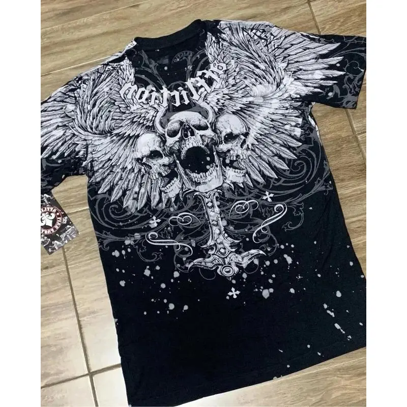 Áo Thun Thời Trang Đường Phố, Phong Cách Y2K Goth Cổ Điển Của Mỹ, In Hình Chữ Thập Đầu Lâu Gothic, Áo Phông Họa Tiết Hợp Xu hướng Quần Áo Nam