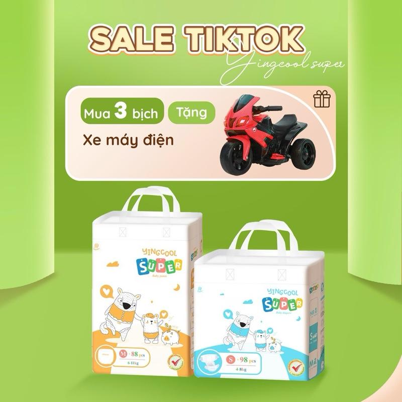 [ Tặng Xe Máy Điện - Combo 3b ] Bỉm YINGCOOL SUPER Size S104/MD92/MQ88/L80/XL76/XXL72/XXXL72