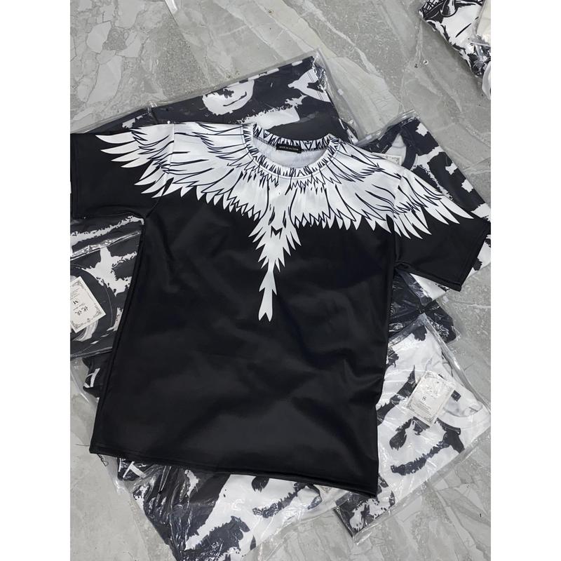 Áo Cánh Đại bàng Trắng Tràn Cổ Hai Mặt . Áo Cánh Chim trắng in chuyển nhiệt thời trang mùa hè Áo boy phố girl phố cực ngầu Năm 2024 Menswear Cổ Tròn Thun