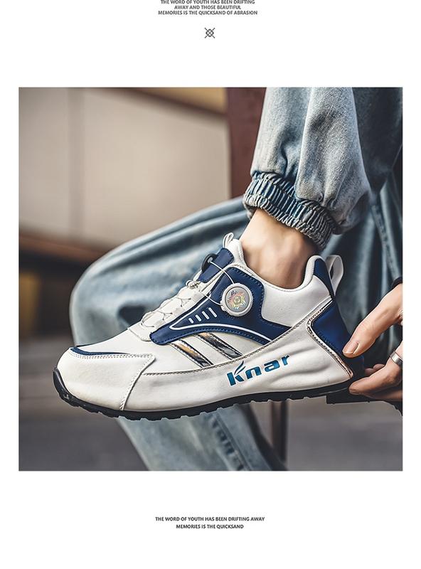 Product Introduction of Rotating button shoes men's sneakers men's shoes spring and autumn leather waterproof non-slip casual shoes fashionable shoes all-matching travel shoes Closed Runner Trainers Footwear Training Running Walking Shoes 5