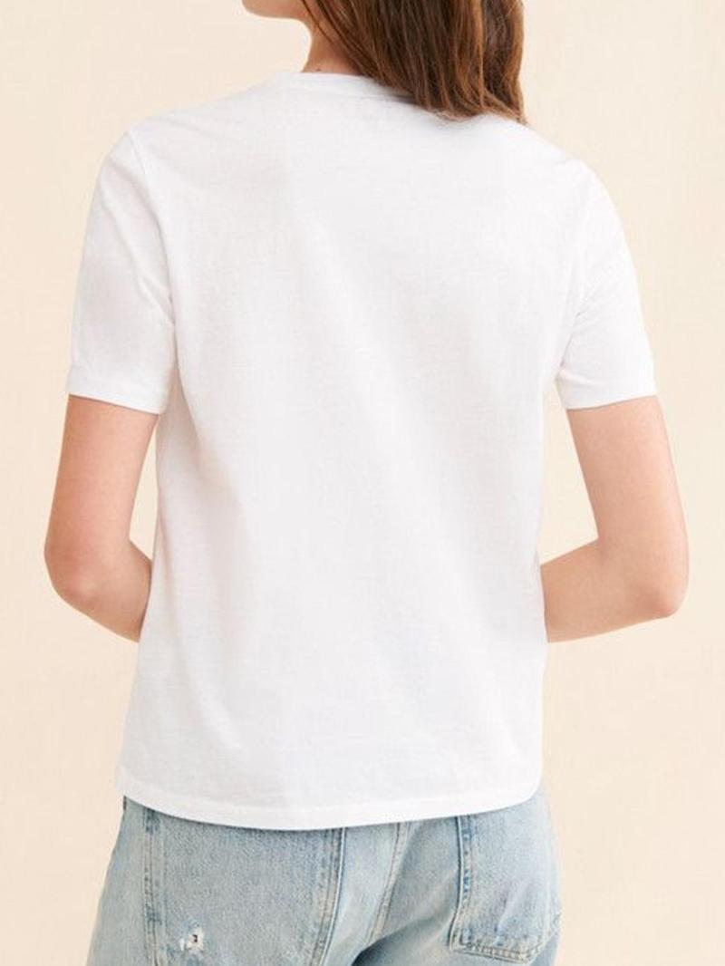 Product Introduction of Women's Letter & Heart Print Round Neck Tee, Casual Short Sleeve Crew Neck T-shirt for Daily Wear, Ladies Clothes for All Seasons 4