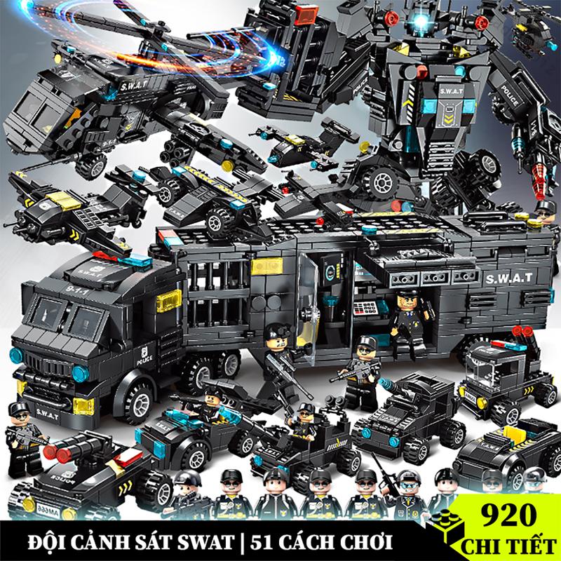 [ 920 Chi Tiết ] Đồ chơi Cảnh Sát đội đặc nhiệm SWAT 920CT lắp ráp mô hình Robot và Máy Bay Bộ Lắp Ráp Tháo Lắp Xếp Hình Toy