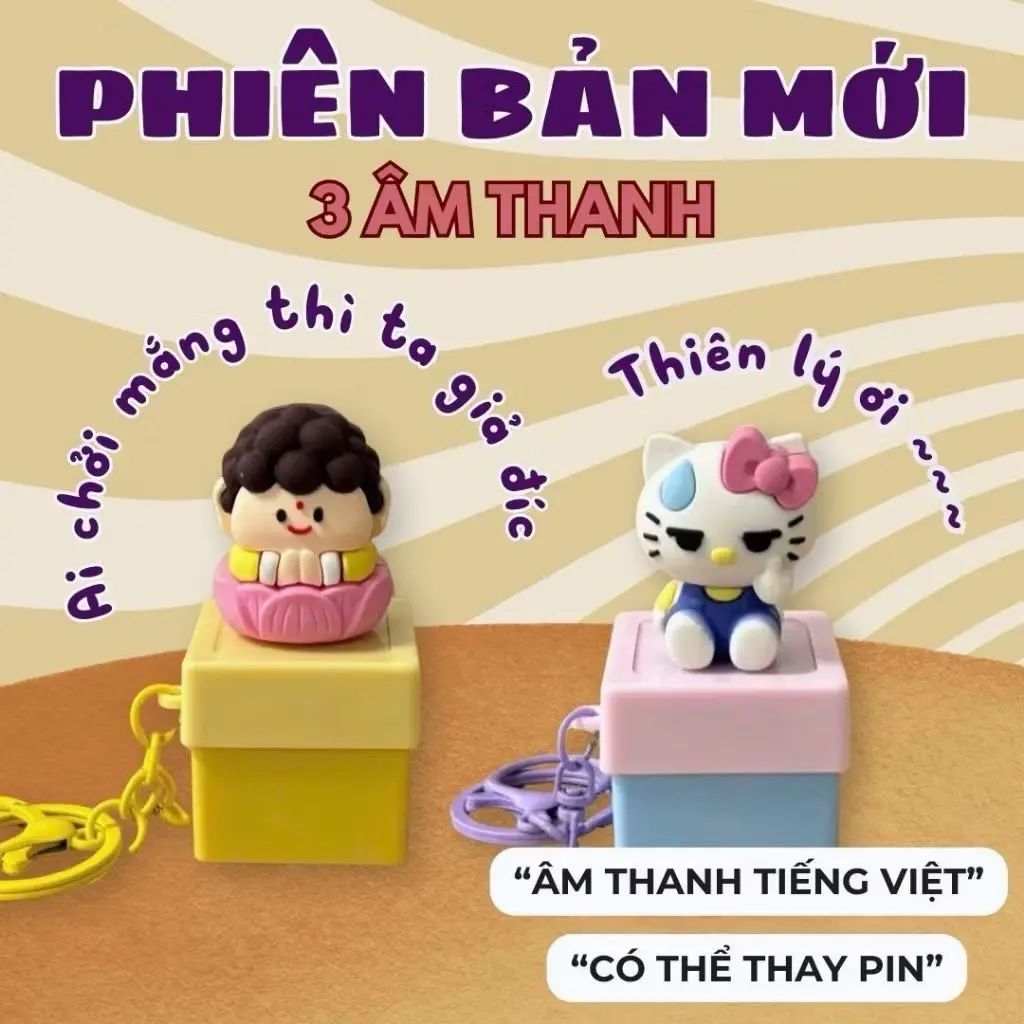 MÓC KHOÁ TỊNH TÂM 3 HÌNH HELLO KITTY/PHẬT - AI CHỬI MẮNG/THIÊN LÝ ƠI/NHIỀU LÚC THẤY MỆT