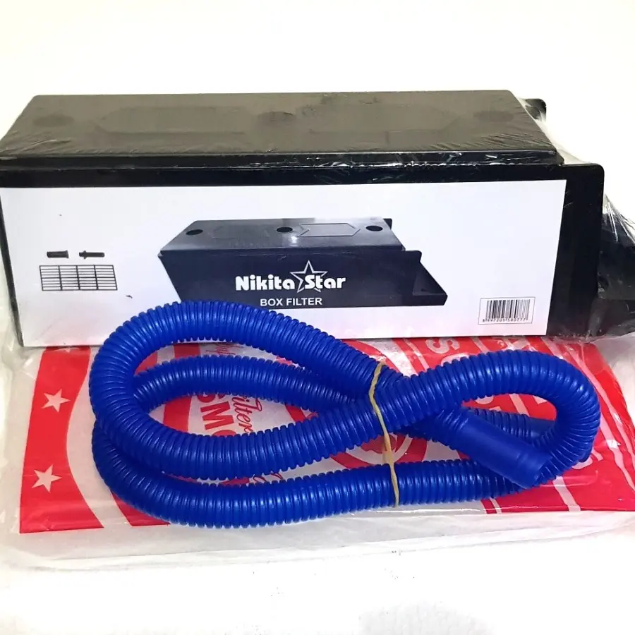 Box Sedang Filter aquarium, kapas busa dan selang spiral. Perlengkapan Alat filter aquarium. merk random