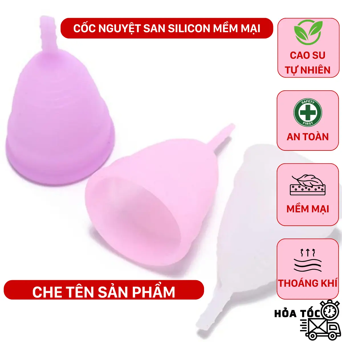 Cốc Nguyệt San Silicon Cao Cấp Mềm Mại An Toàn, Tiện Lợi - Thay Thế Băng Vệ Sinh, Sử Dụng Lên Đến 10 Năm - Nữ, Women cốc  nguyệt coc nguyet ddvs  cho