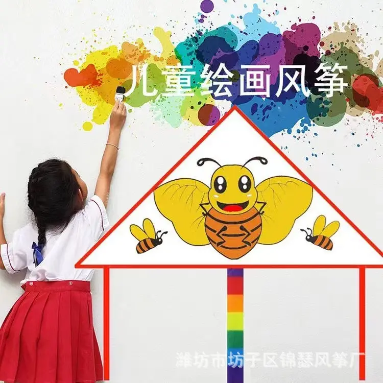 Children's DIY Kite Handmade Painting Coloring Kite New Blank Graffiti Kite with Material Kit