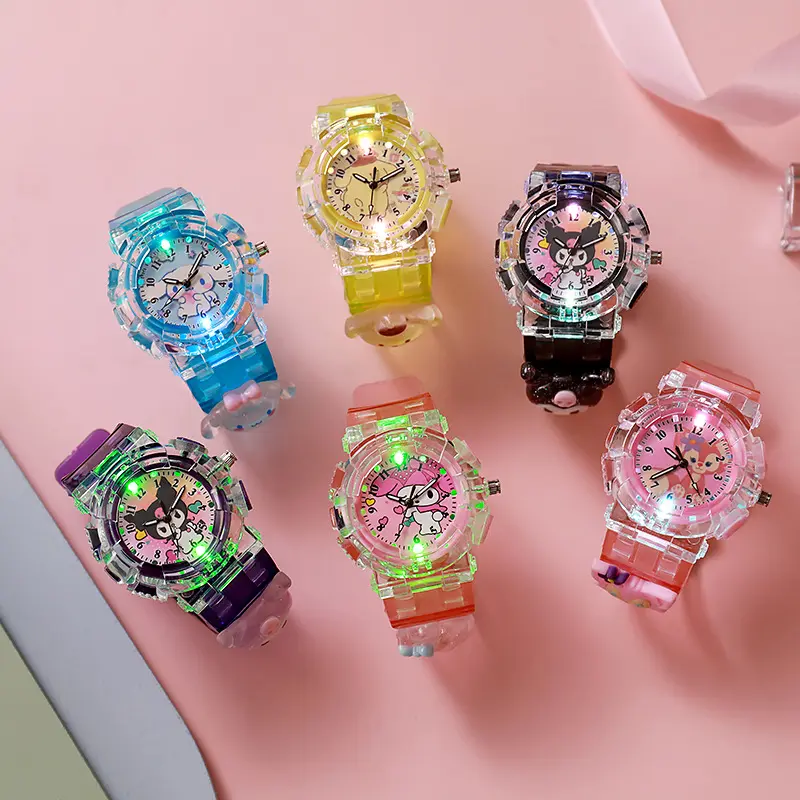 Children's Watch Cartoon Luminous Electronic Watch Women's Edition Primary and Secondary School Student Digital Pointer Watch Around Luminous Electronic Watch Digital Pointer Quartz Watch