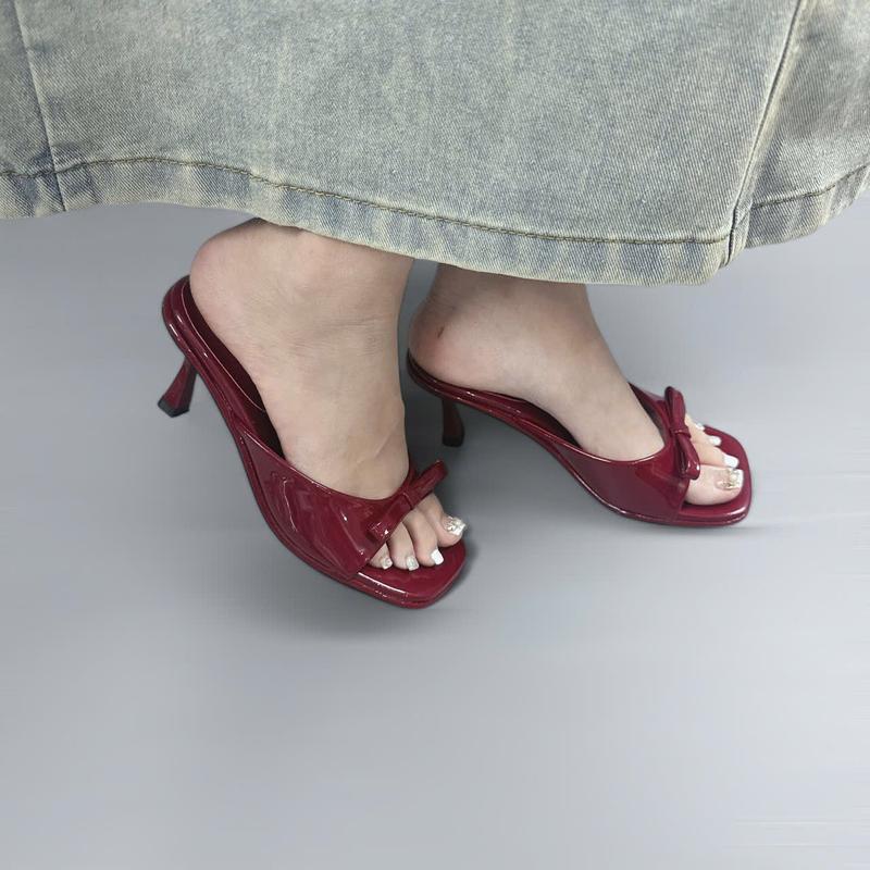 GIÀY DÉP NỮ HERSHOES - GIÀY NỮ THỜI TRANG MŨI VUÔNG HỞ THIẾT KẾ NƠ VÀ QUAI BẦU ÔM CHÂN HIỆN ĐẠI - GÓT TRỤ NHỎ CAO 7 PHÂN - DK0038 5