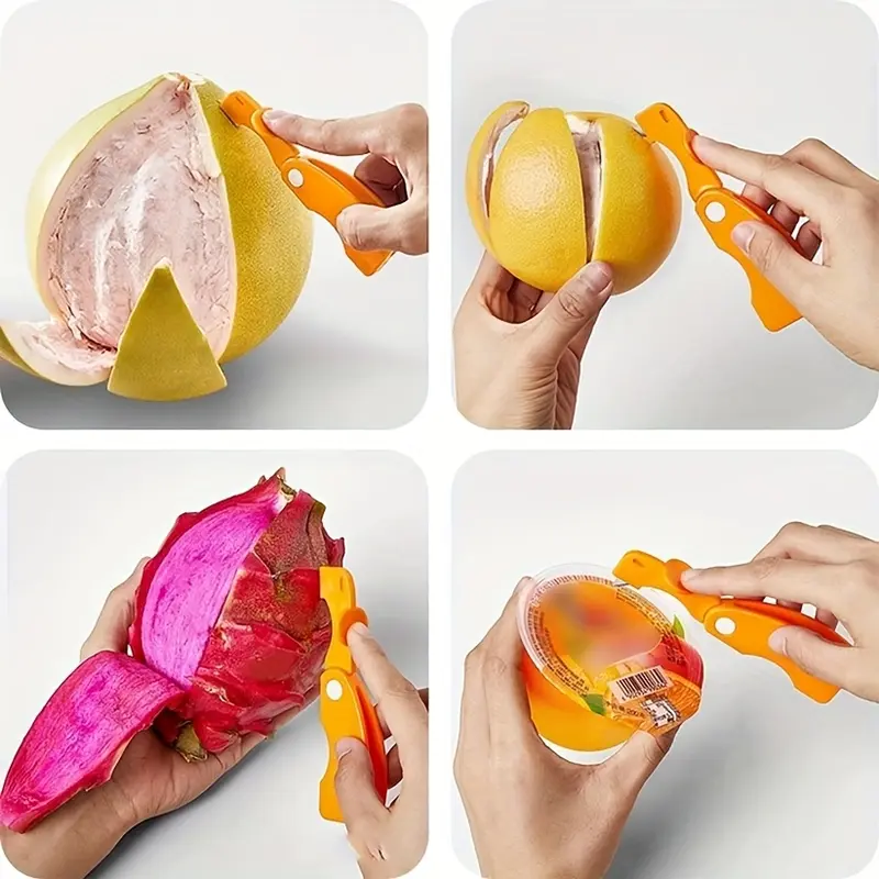 Dụng Cụ Gọt Vỏ Trái Cây, 1 Cái, Dụng Cụ Gọt Nhựa Đa Năng Gấp Gọn, Thích Hợp Cho Trái Cây Như Mơ, Chanh, Dứa, Xoài Và Chuối, Thiết Bị Gọt Vỏ Màu Cam Nhà Bếp Sáng Tạo 2