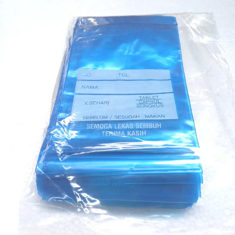 Plastik Klip 7 x 10cm isi 100 Lembar Biru Sablon Klip Obat 8.7 x 13cm Klip Obat 10x15 Sablon Biru 5