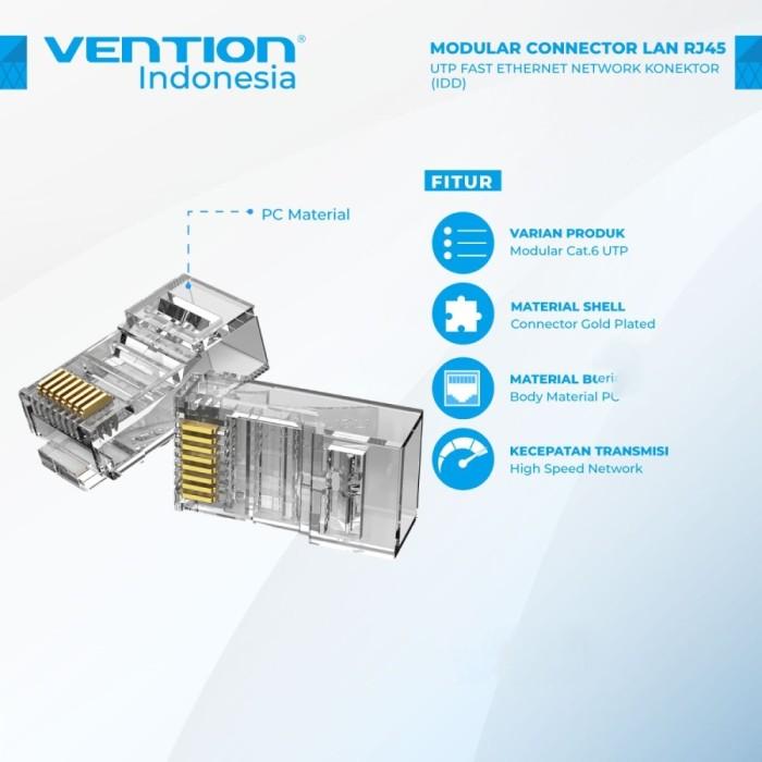 Gambar Modular Connector Vention RJ45 UTP CAT6 IDD 10 Pcs Ethernet Network dari Reformasi Computer Kota Administrasi Jakarta Barat Tokopedia