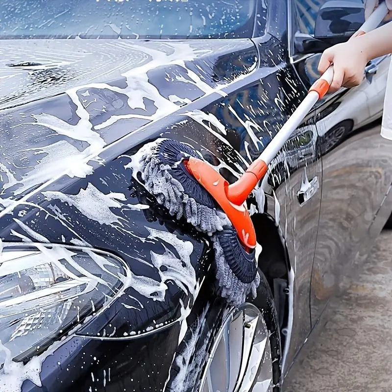 Car Cleaning Mop, Retractable Car Wash Mop, Double Rotating Brush Head Car Wash Mop, Car Detail Washing Mop, Car Window Cleaning Tool 3