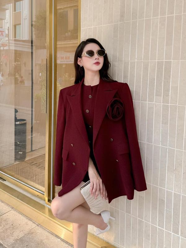 Áo vest blazer nữ kèm hoa cài thiết kế Na’H store