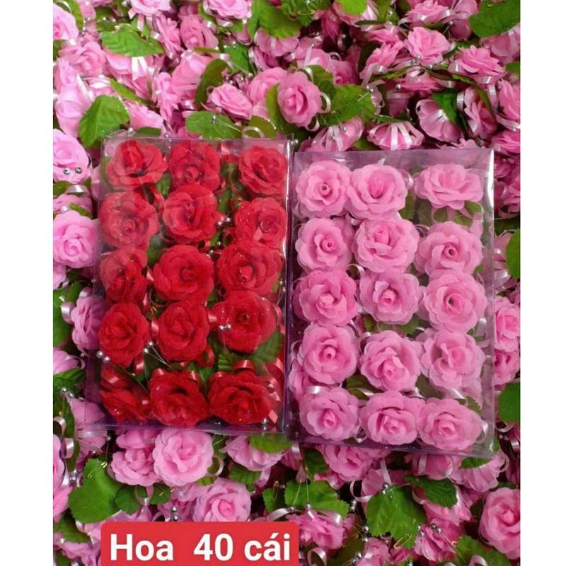 Bộ 40 Hoa Cài Áo Đám Cưới, Bông Cài Áo Đám Cưới Giá Sỉ
