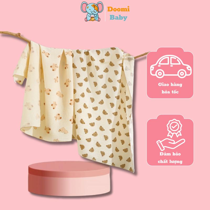 [Siêu Sale] Khăn Tắm Cao Cấp Cho Bé Chất Xô Muslin Hàn 2 Lớp Chính Hãng Doomi Baby kích thước ( 90x100cm ) - HT630