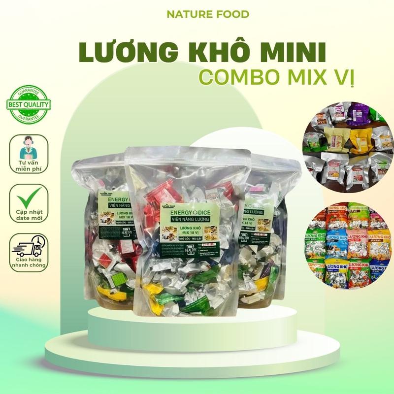 500gr lương khô mini mix 12 vị hạt dinh dưỡng ngũ cốc và trái cây thơm ngon lương khô bb702 Food Snack Ăn Vặt
