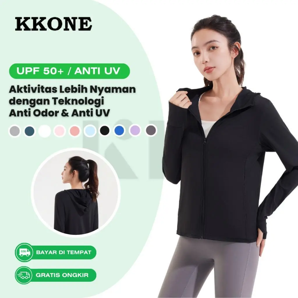 KKONE Jaket Olahraga Anti UV Wanita Baju Olahraga UPF50+ Breathable Outdoor Sport (J001)