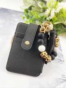 Llavero y Cartera de Mujer con Patrón de Leopardo Lindo y Cuentas, Juego de Tarjetero y Llavero, Juego de Llaveros Chic Comodín como Regalo para Mamá y Amigos