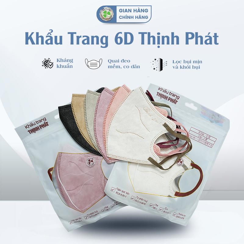 100 Chiếc Khẩu Trang 6D THỊNH PHÁT Kháng Khuẩn, Chống Tia UV, Quai Đeo Mềm Mại Ôm Sát Khuôn Mặt Nam Phụ Kiện Che Mặt