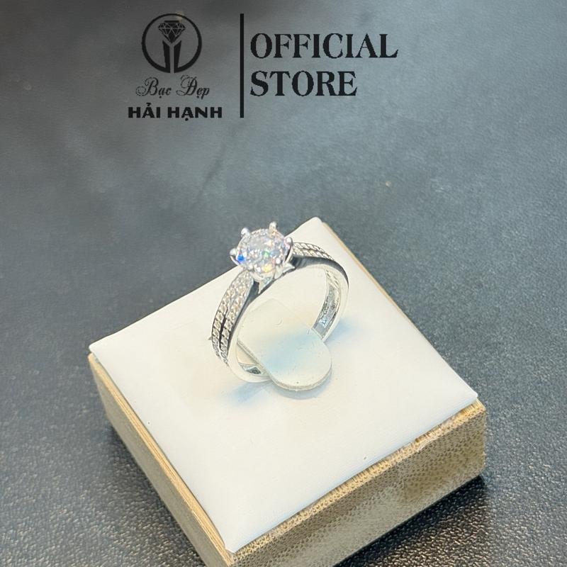 Nhẫn nữ bạc ta ổ đá 6 chấu dày dặn _Bạc đẹp Hải Hạnh HHJ nhan bac Women