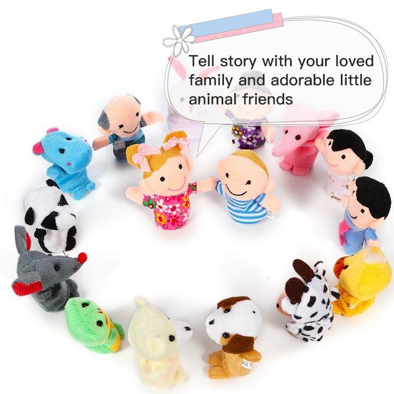 Product Introduction of 10Pcs Baby Plush Toy Cartoon Animal Family Finger Puppet Role Play Tell Story Cloth Doll Educational Toys For Children Kids 14