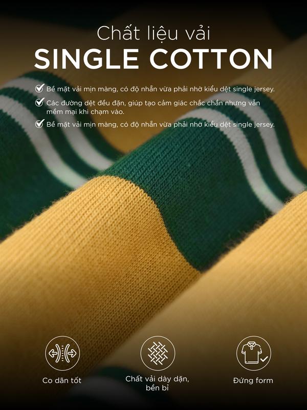 Áo polo nam ARISTO vải Cotton Single phối sọc ngang cao cấp, thanh lịch, sang trọng - HUSSIO 5